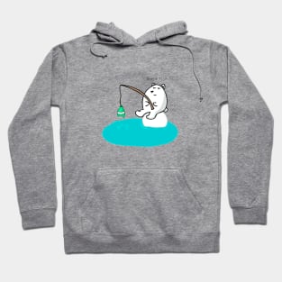 cute snow bear fishing Hoodie